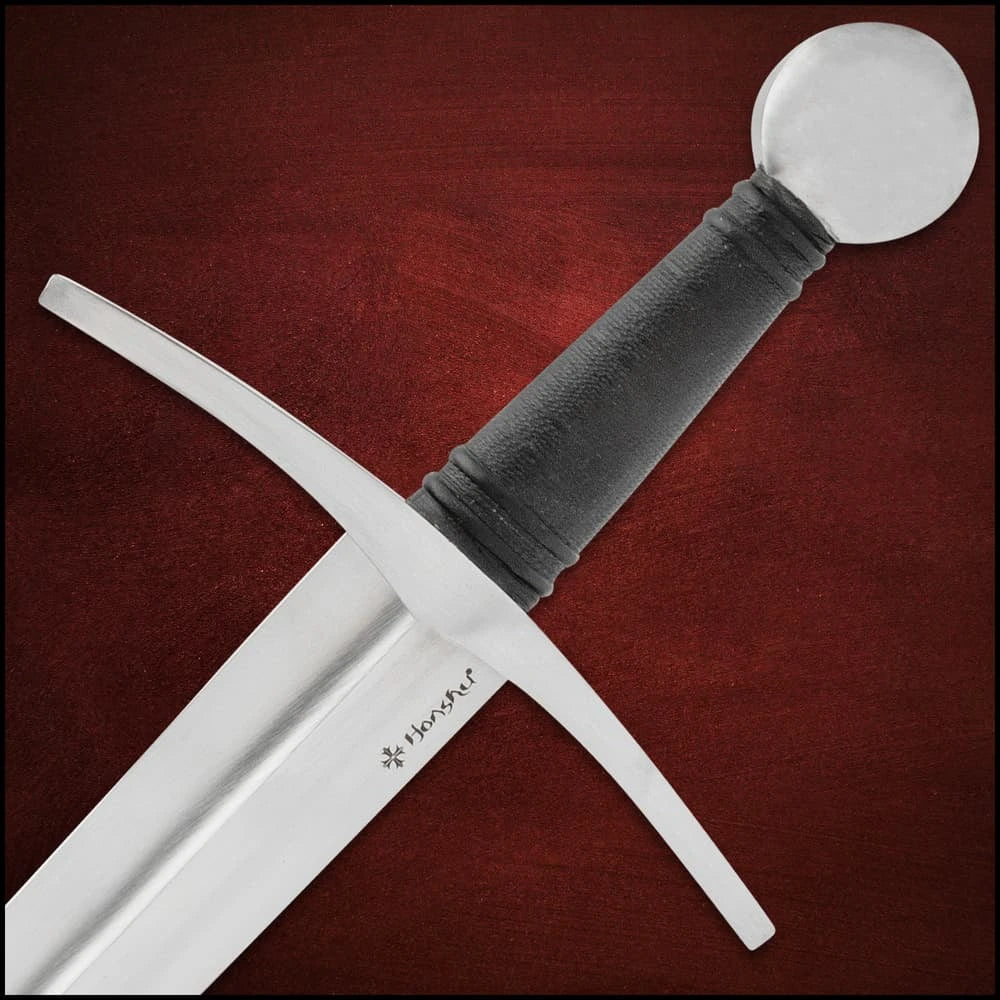 Honshu Historic Forge 15th Century Arming Sword, Oakeshott Type XV design made from 1080 high carbon steel with 38" overall length. Ideal for collectors and medieval décor.