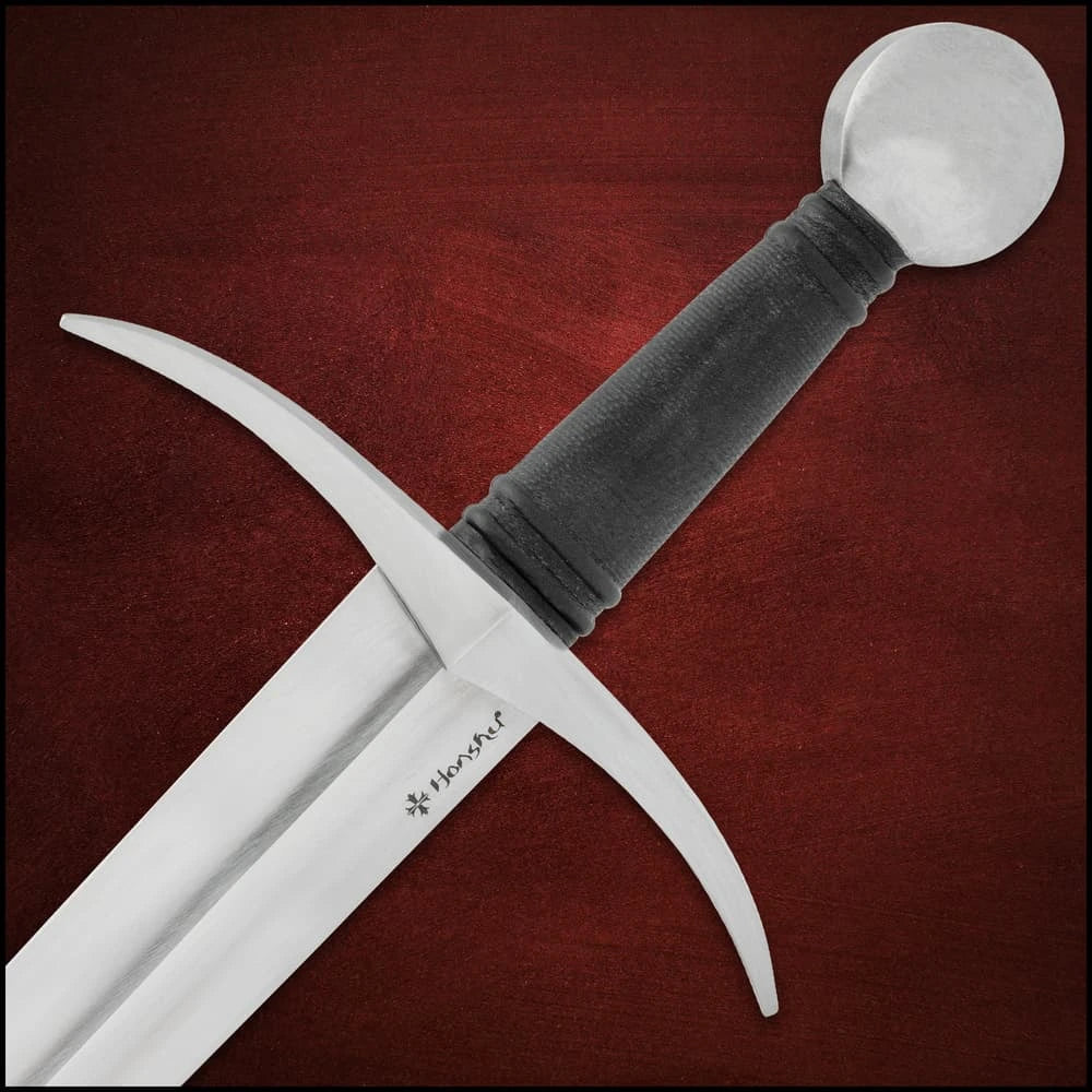 Honshu Historic Forge 14th Century French Arming Sword - 1080 carbon steel, black leather scabbard included