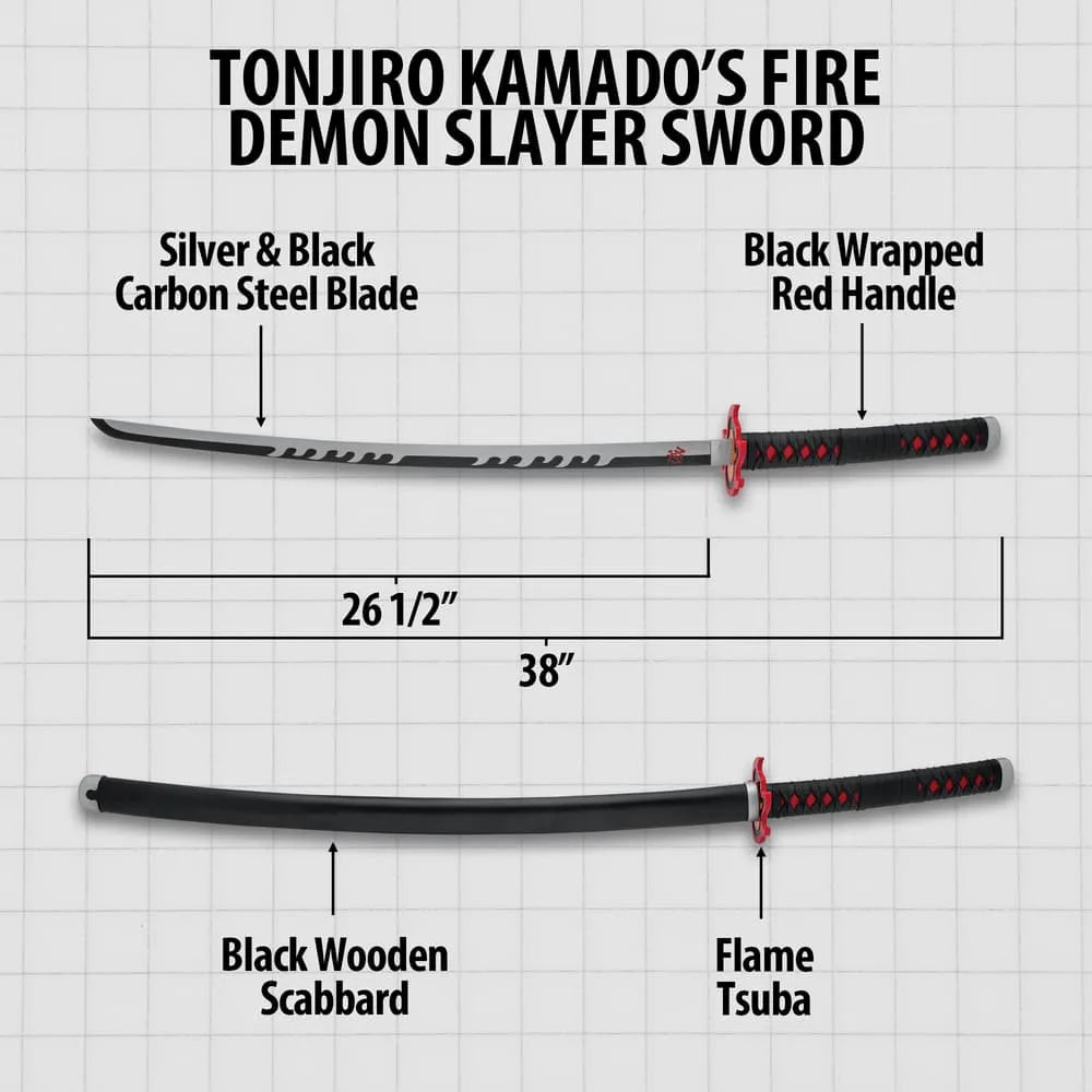 Tanjiro Kamado's Fire Demon Slayer Sword and Scabbard