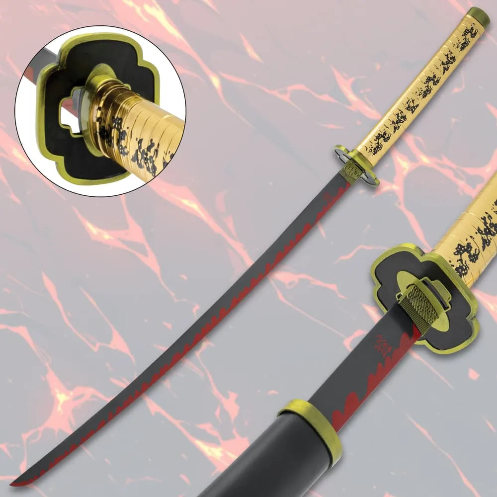 Yoriichi’s Solar Blade Demon Slayer Sword and Scabbard - carbon steel blade, 38" overall