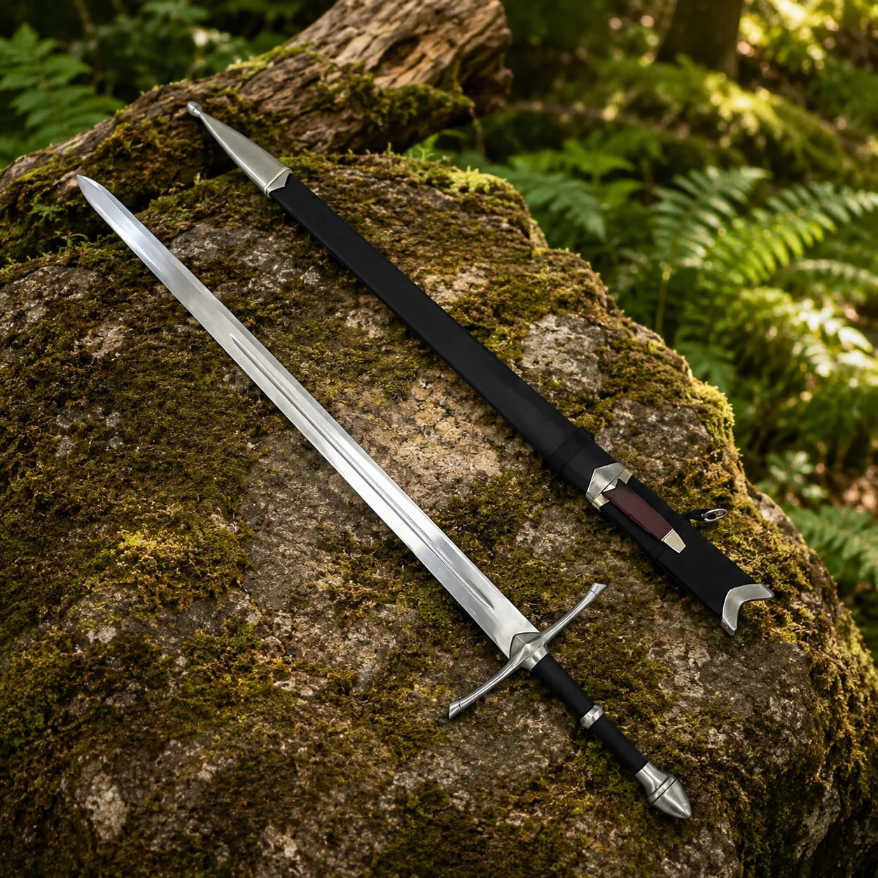 Aragorn Strider Ranger Sword LOTR black display replica with Ranger-inspired fantasy styling and collectible Lord of the Rings decor presentation