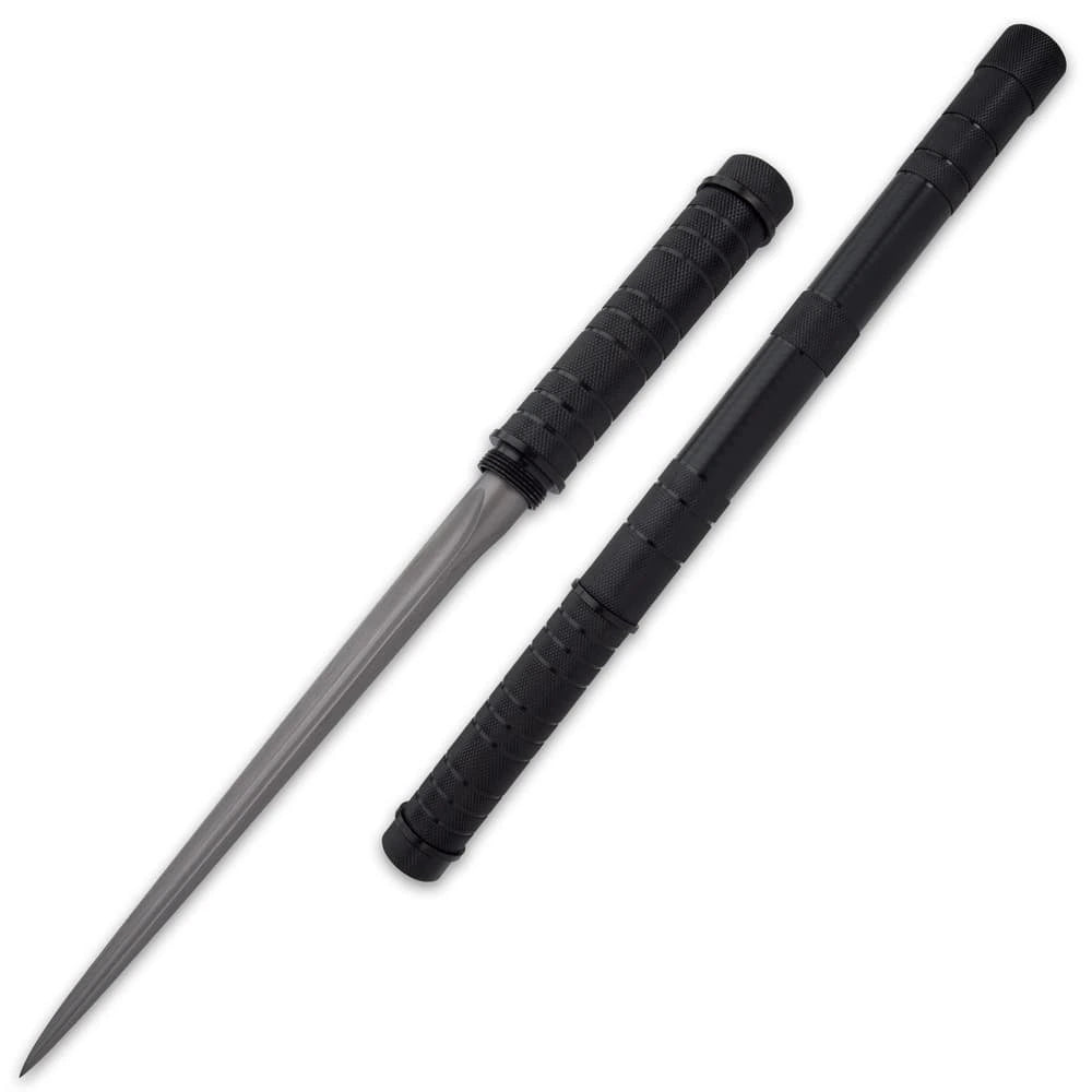 Premium B.M.F. Black Tri-Edged Baton Dagger Black Oxide Finish with stainless steel.