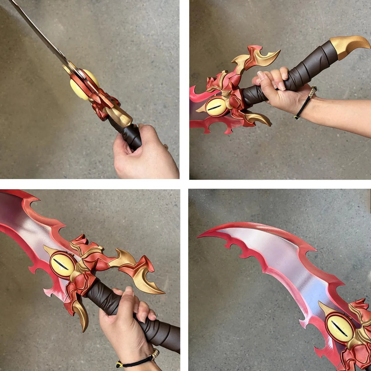 Demon King Baran sword replica from Solo Leveling with display stand and eye guard detail