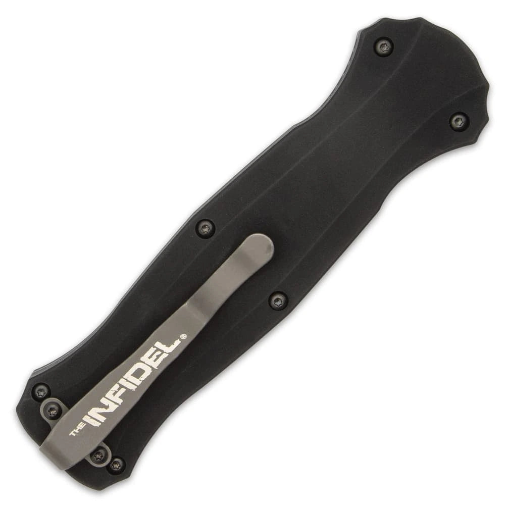 Benchmade Infidel All-Black OTF knife deployed