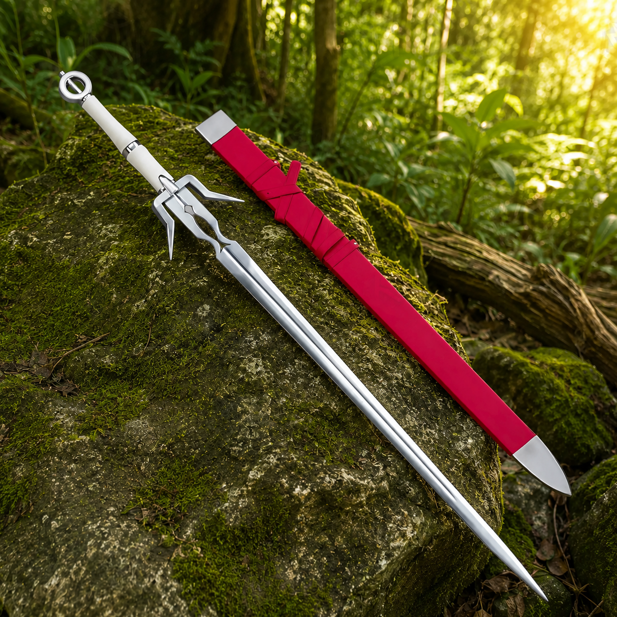 Ciri’s Sword The Witcher 3 display replica with silver fantasy styling, brown handle details, decorative collector appeal, cosplay prop use, and gamer room decor