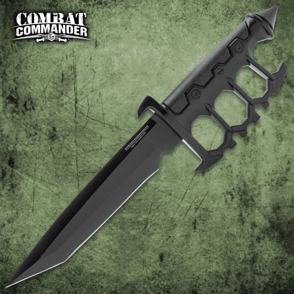 Combat Commander trench knife full view with sheath.