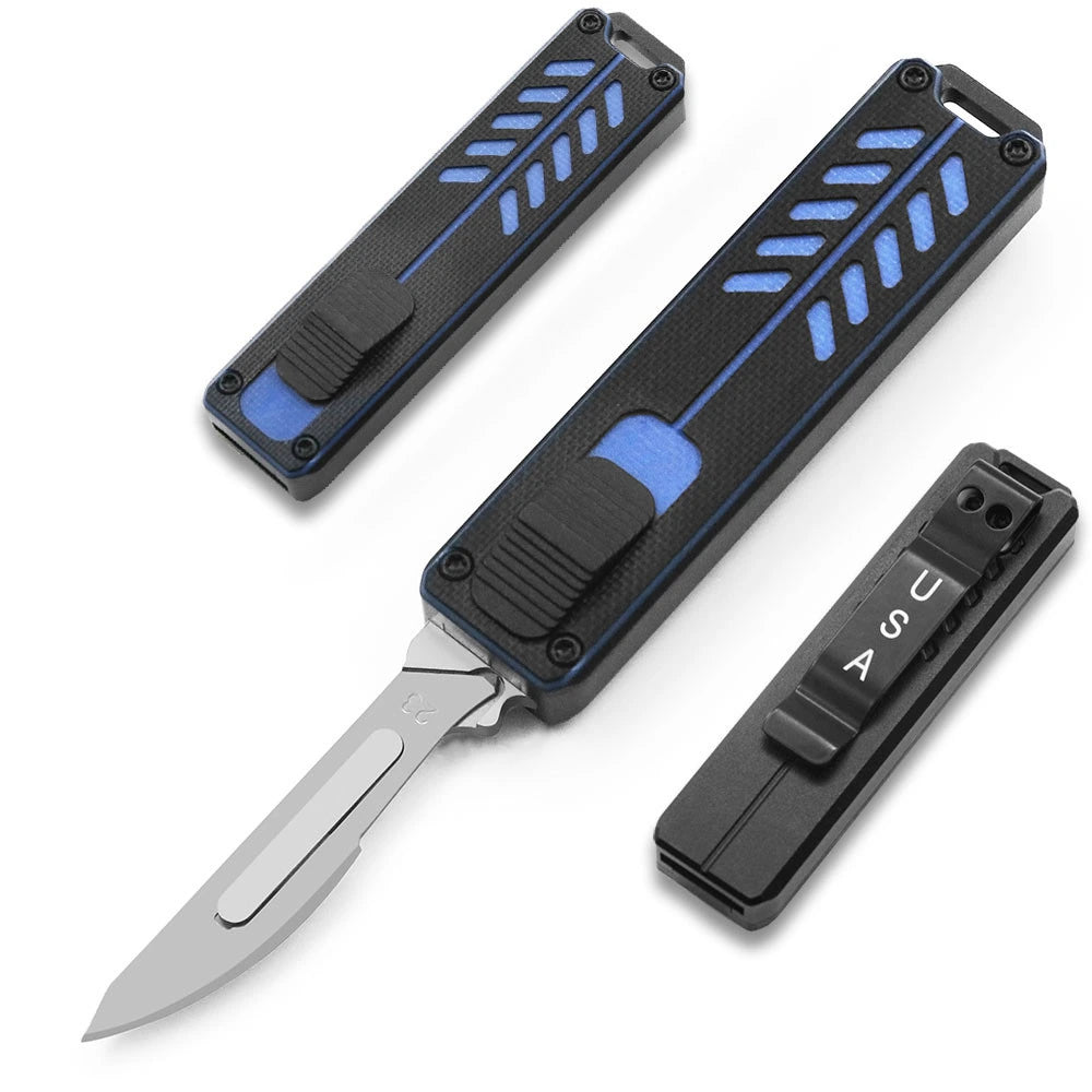 Aluminum G10 handle grip on compact tactical cutter