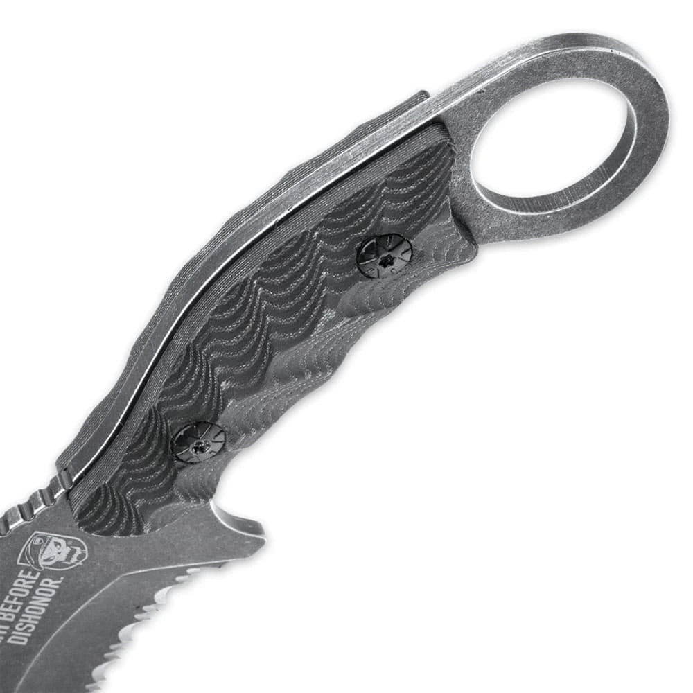 Death Before Dishonor Micarta Karambit open view