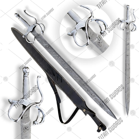 Premium El Cid Tizona Damascus Sword Replica with Spanish engravings.