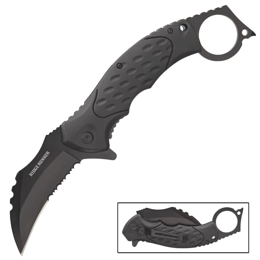 Ridge Runner Field Shadow Karambit knife open view