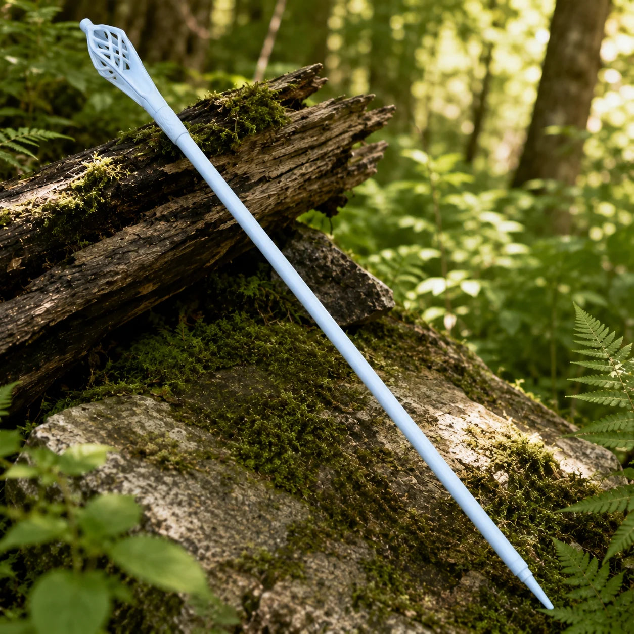 Gandalf the White Staff LOTR display replica with elegant white finish, sculpted wizard staff styling, and collectible Lord of the Rings decor presentation