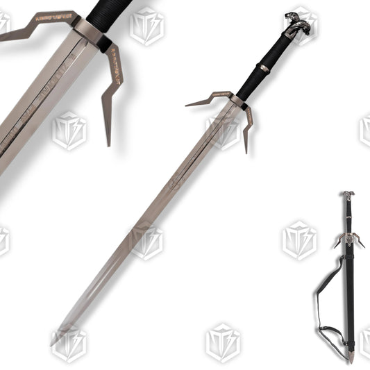 Premium Geralt Silver Sword Witcher Replica with stainless steel blade.