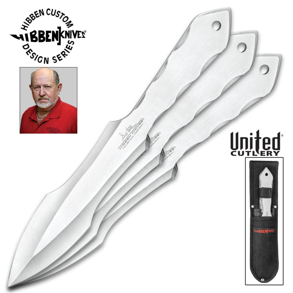 Gil Hibben Champion throwing knife set with 11 inch length and nylon belt sheath