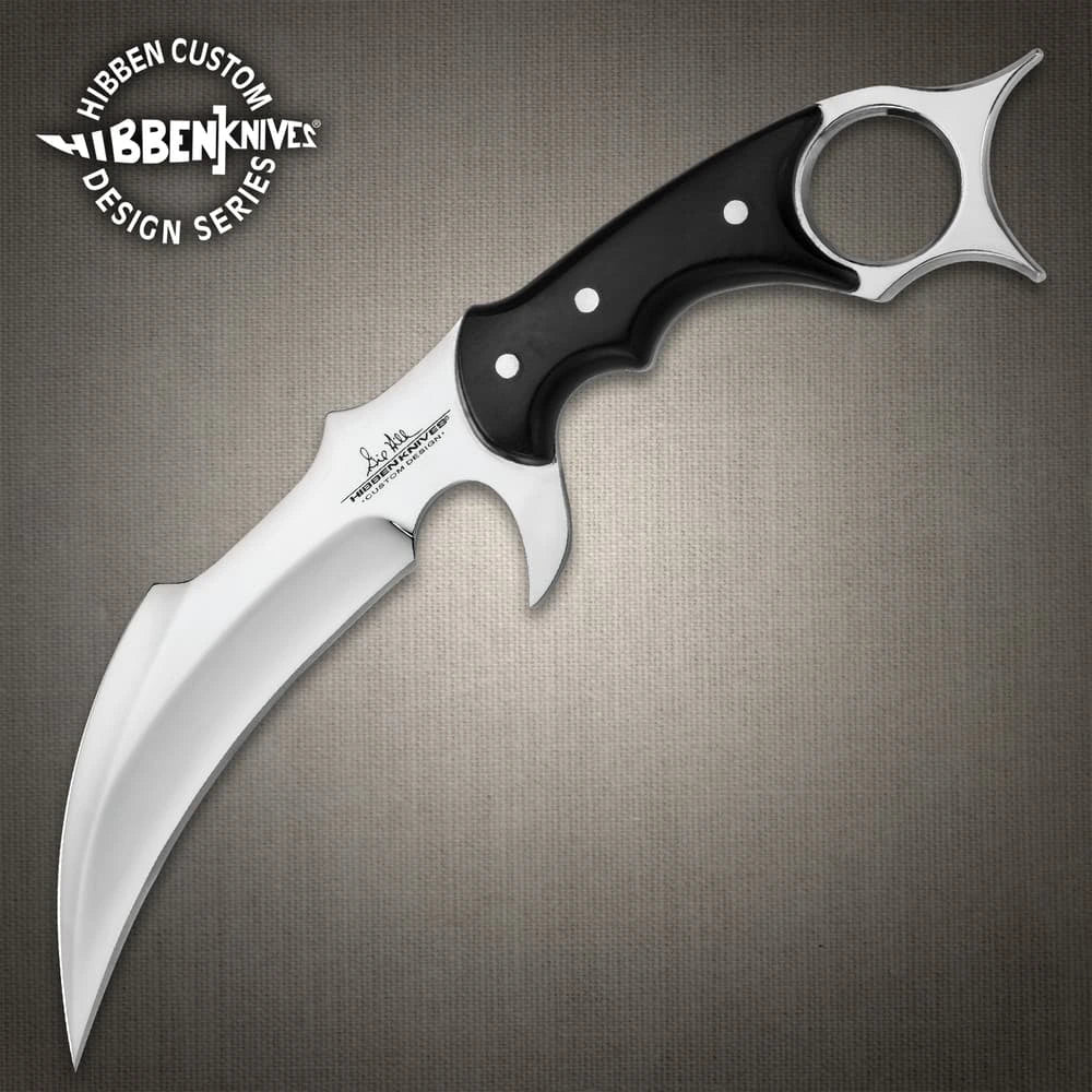 Gil Hibben High Polish Karambit full view with sheath