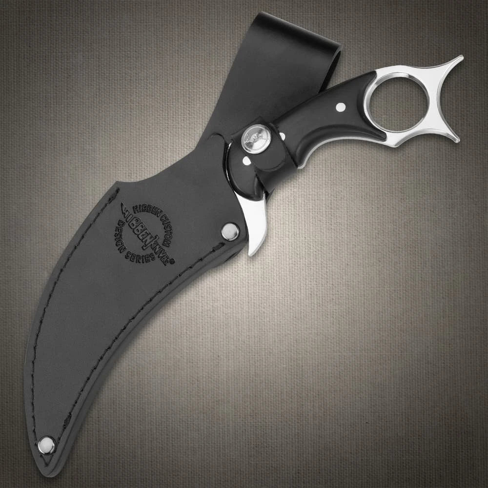Gil Hibben High Polish Karambit full view with sheath