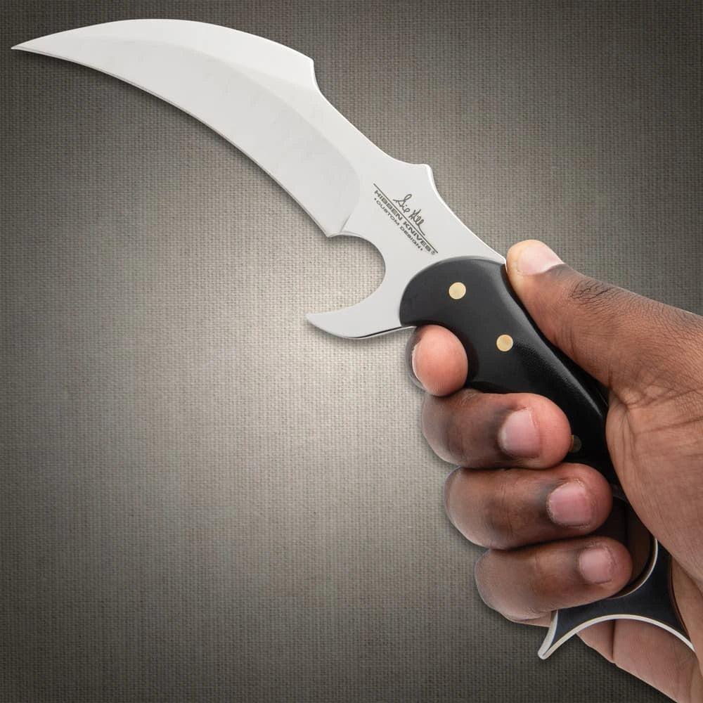 Gil Hibben High Polish Karambit full view with sheath