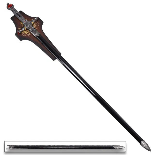 32-inch Godric Gryffindor sword showcased with scabbard and plaque