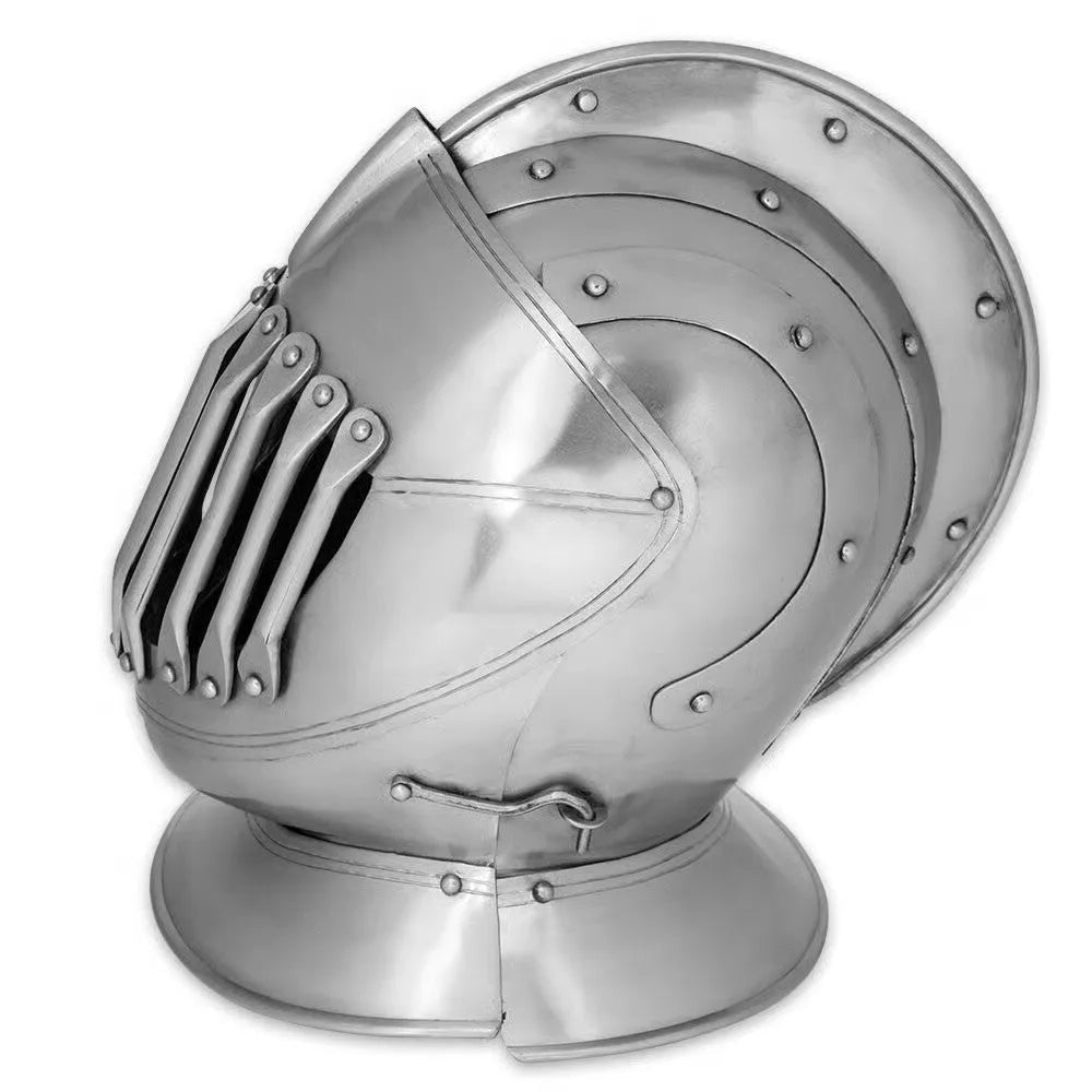 Knight helmet interior view with padding for reenactment