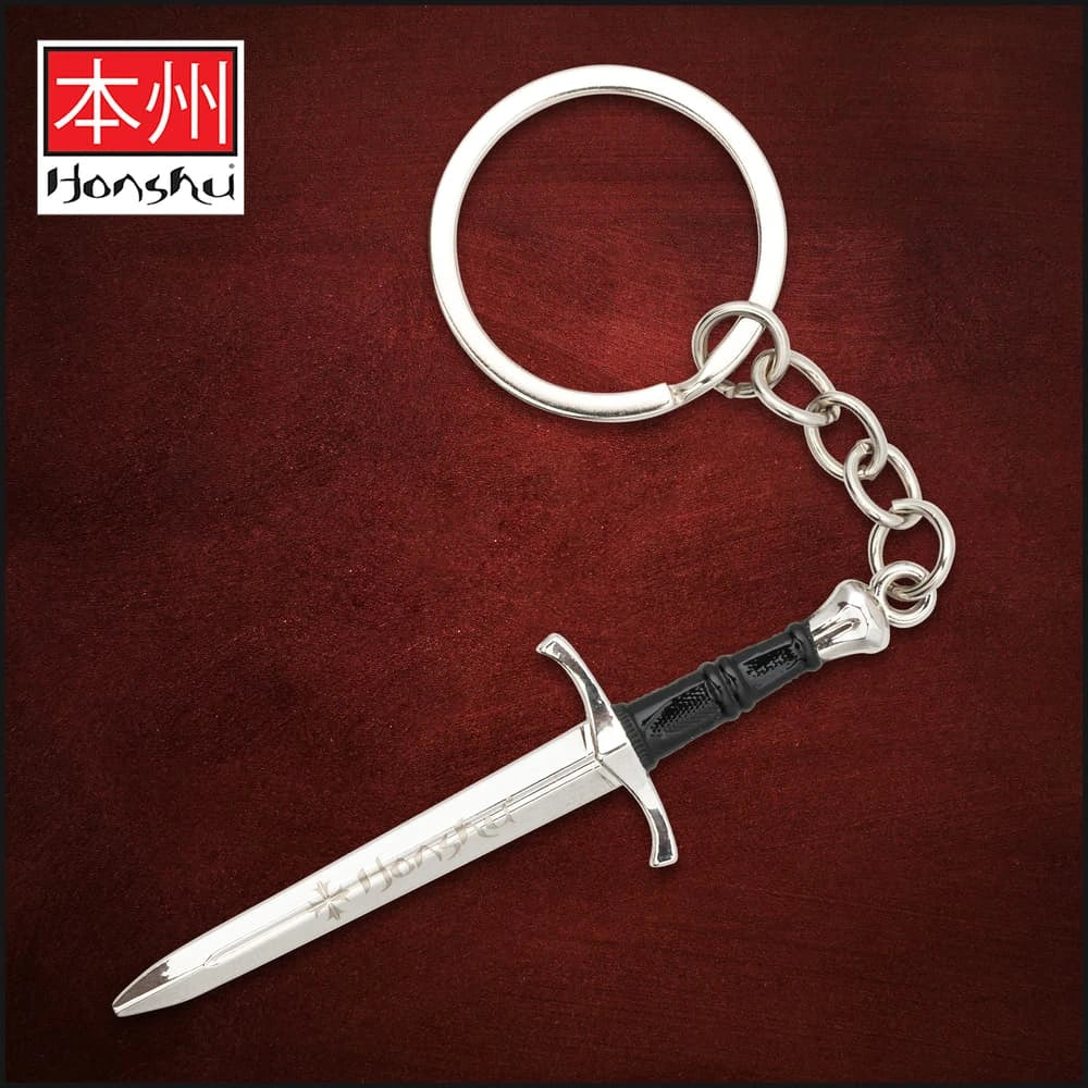 Honshu Crusader Quillon dagger keychain with 2-inch stainless blade and metal ring for EDC