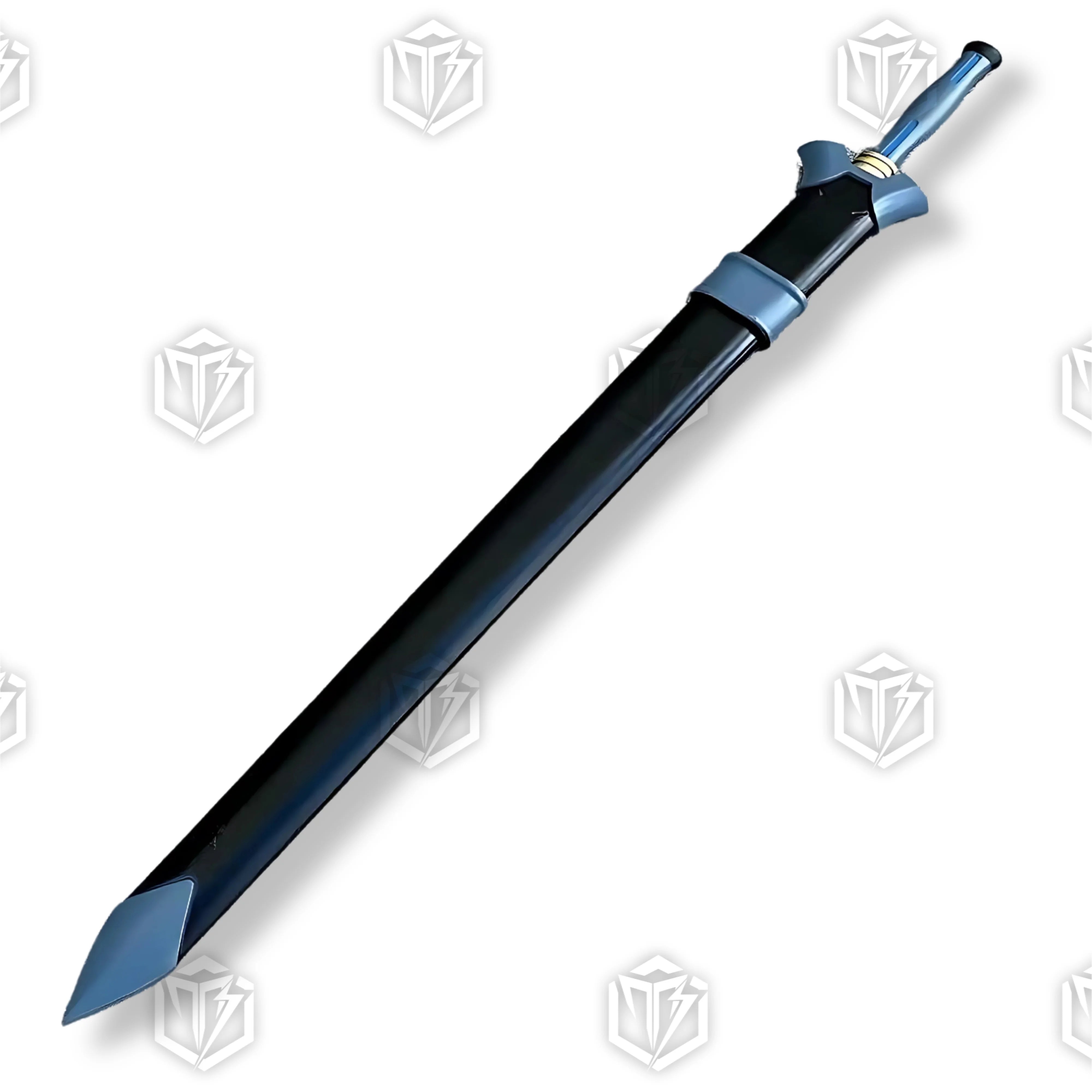 Premium Kirito Ordinal Scale Foam Sword Replica From SAO with blue and gold accents.