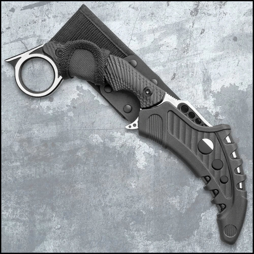 M48 Liberator Falcon Karambit full view with sheath