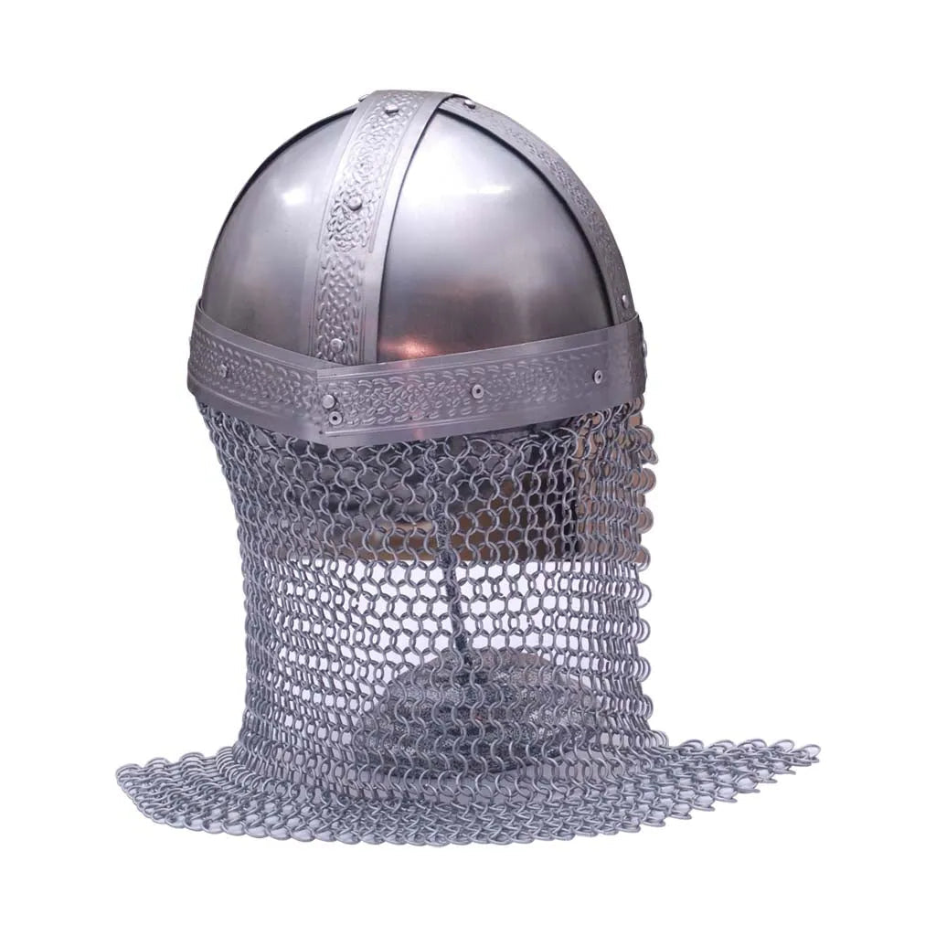 Medieval warrior helmet displayed as historical armor tribute