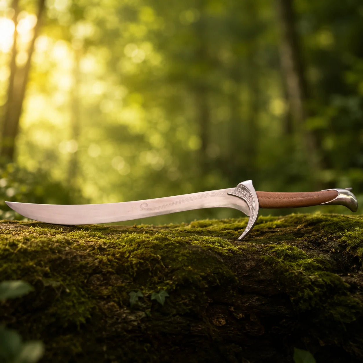 Orcrist Sword of Thorin Oakenshield Hobbit display replica with silver-tone fantasy finish, detailed hilt styling, dark handle, and collectible decor presentation