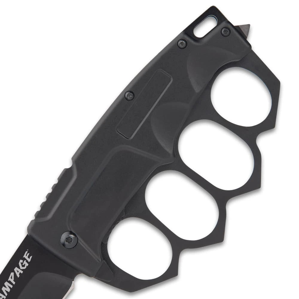 Rampage trench folding knuckle knife open view