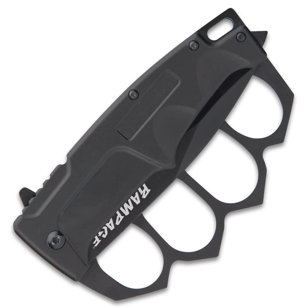 Rampage trench folding knuckle knife open view