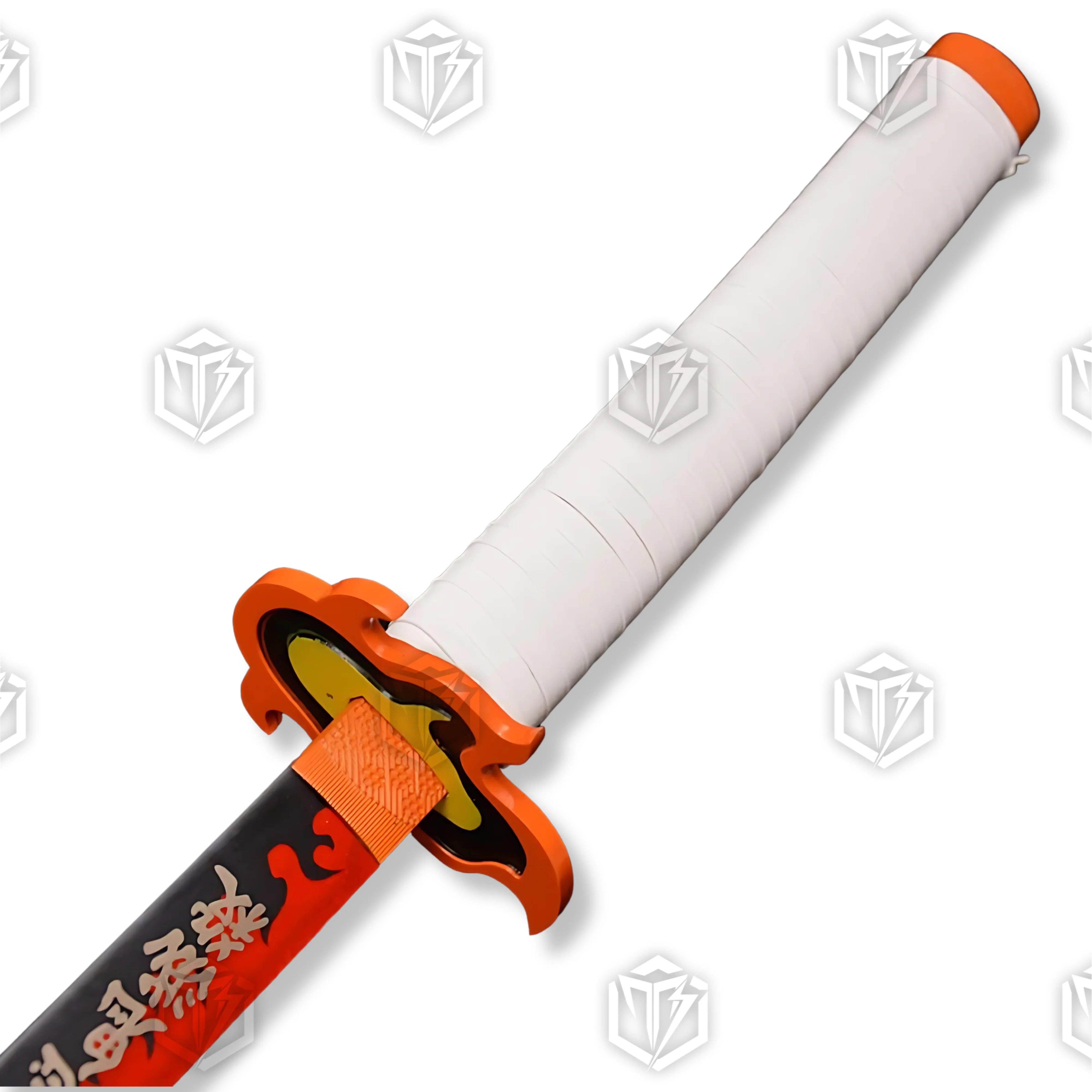 Premium Rengoku Nichirin Demon Slayer Sword Replica with flame pattern blade.