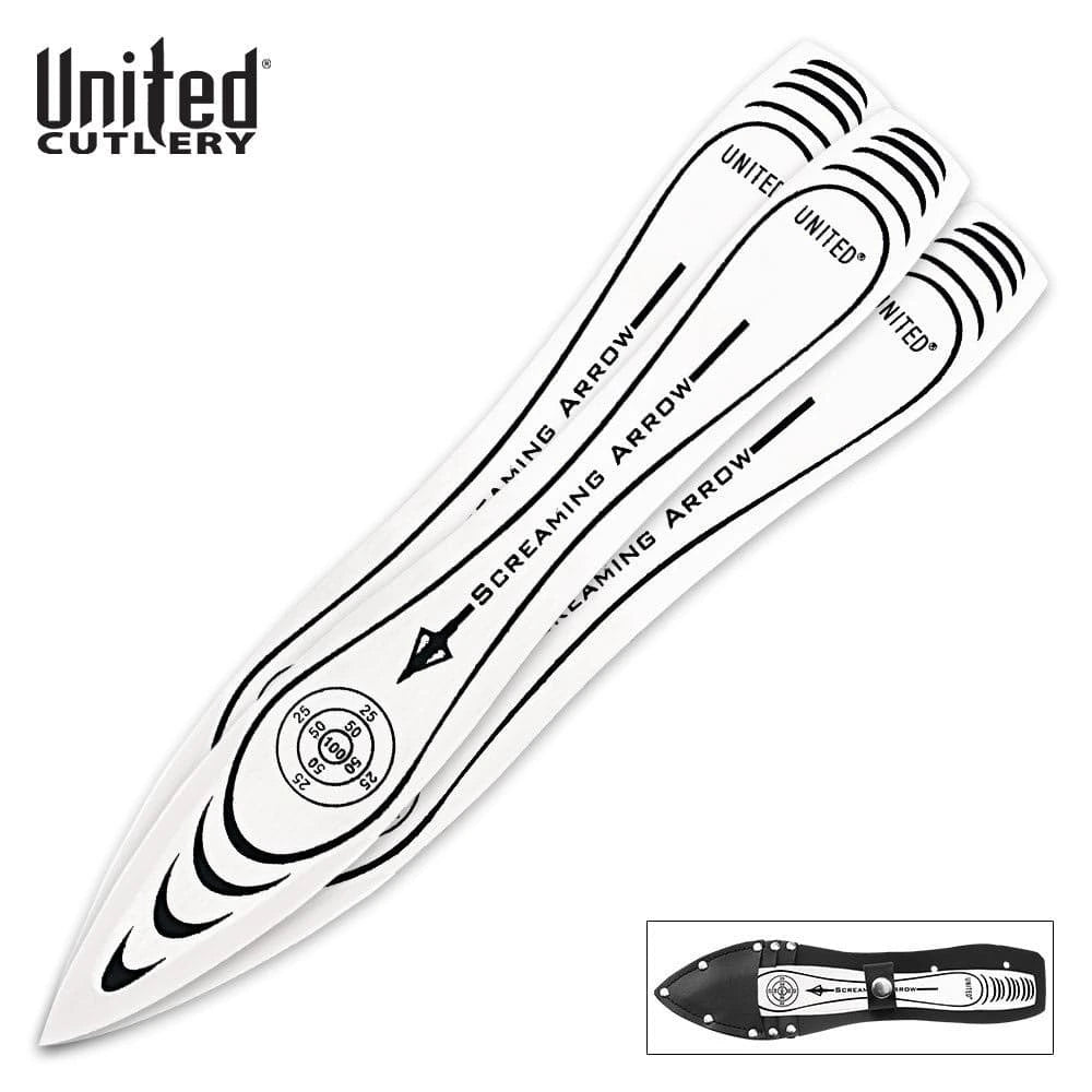 Screaming Arrow triple throwing knife set for outdoor target practive