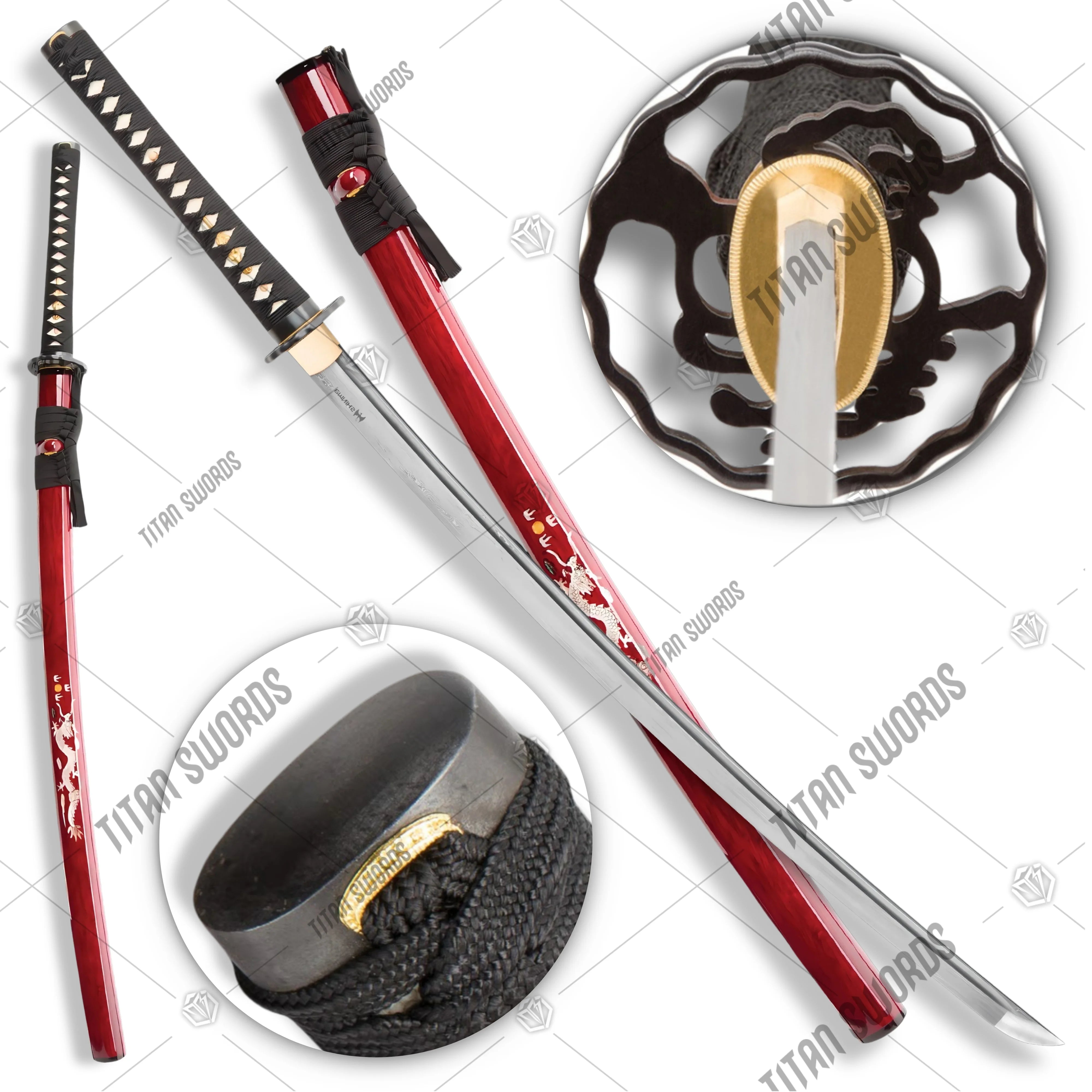 Premium Shinwa Imperial Dragon Katana Damascus Sword with damascus steel.