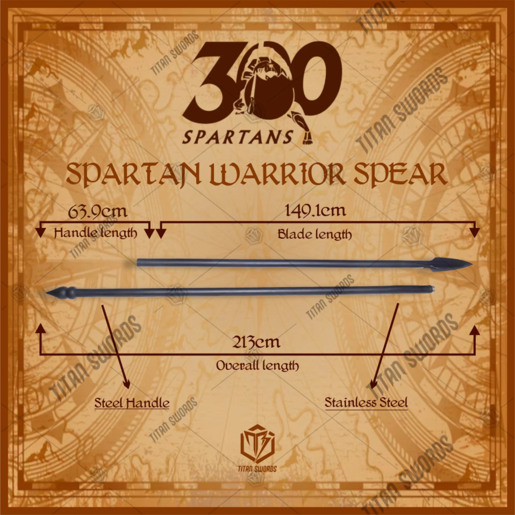 Premium Spartan Spear Replica From 300 with high-carbon steel.