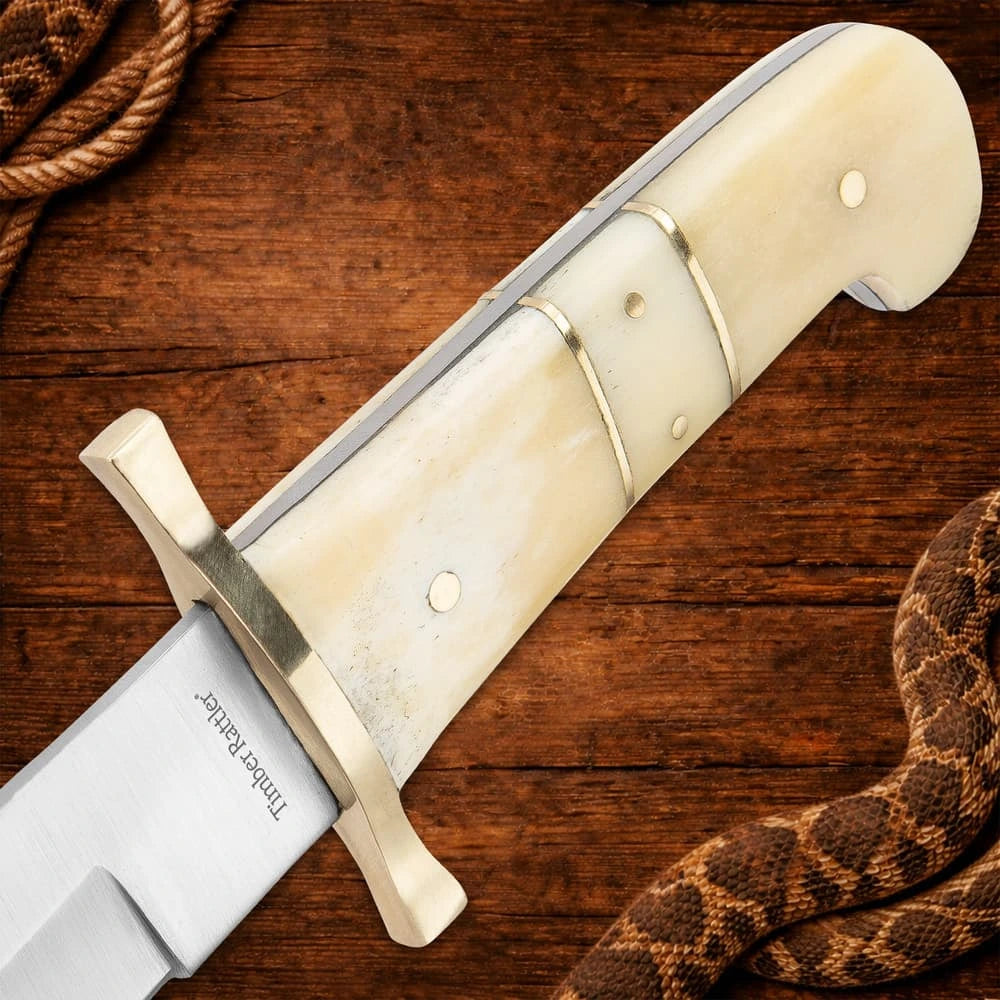 Timber Rattler Camel Bone Bowie Knife Set