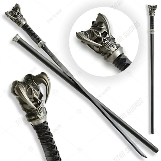 Preimum Vorthelok Black Cane Sword Forged Replica with runic engravings.