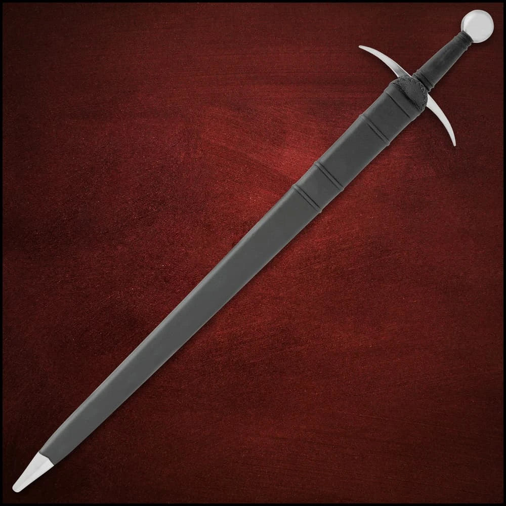 Honshu Historic Forge 14th Century French Arming Sword - 1080 carbon steel, black leather scabbard included