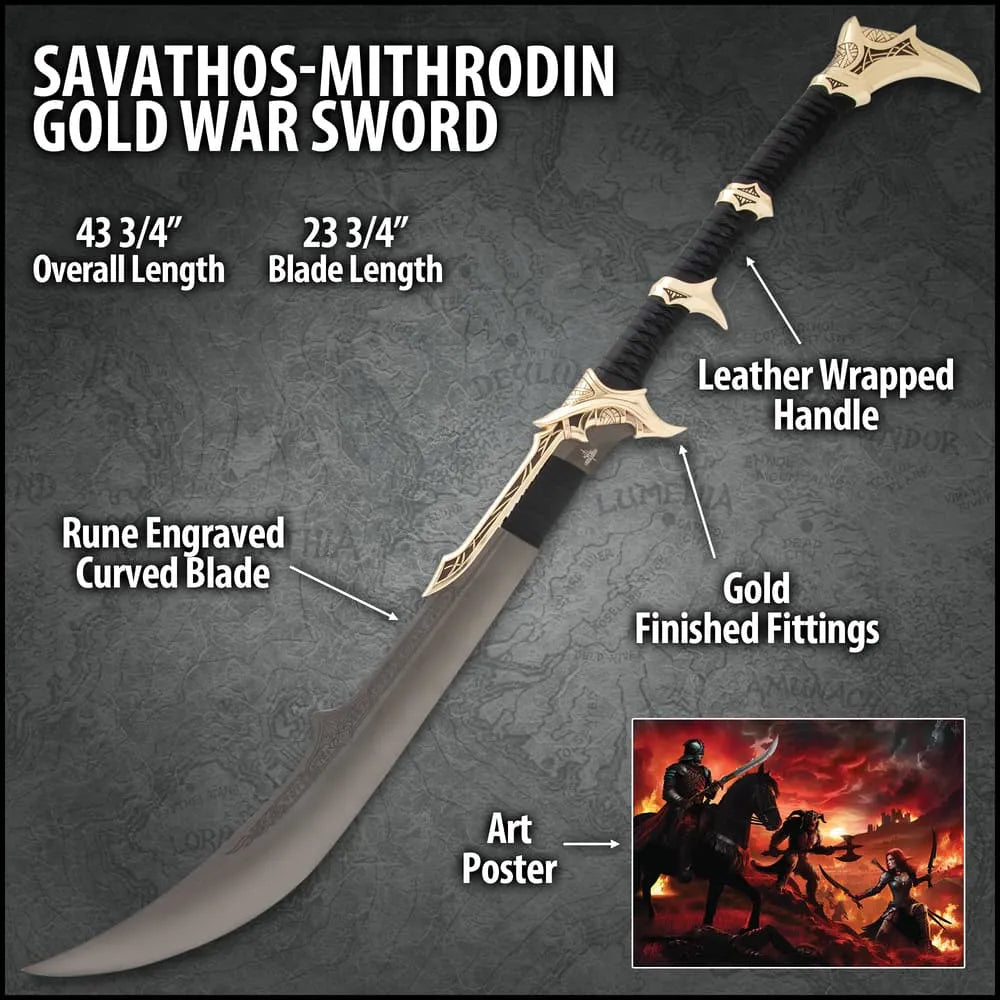 Kit Rae Savathos Mithrodin Gold War Sword