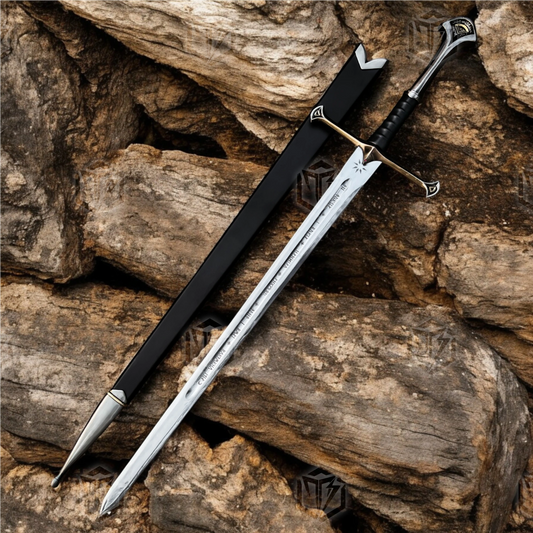 Premium Anduril Narsil Flame of the West Sword Replica LOTR with Cherry Wood Stand