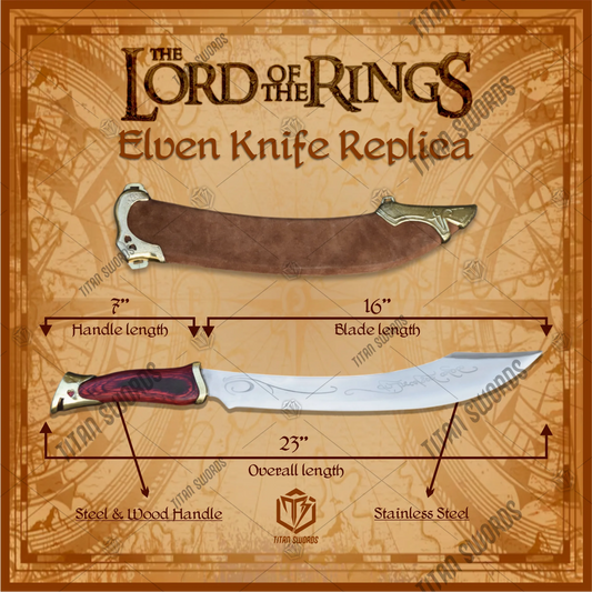 Premium Aragorn’s Elven Strider Knife Replica LOTR with Mahogany Stand