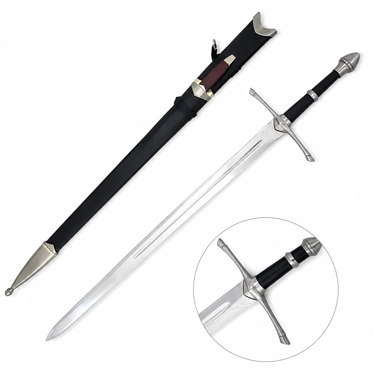 Aragorn Strider Ranger Sword LOTR black display replica with Ranger-inspired fantasy styling and collectible Lord of the Rings decor presentation