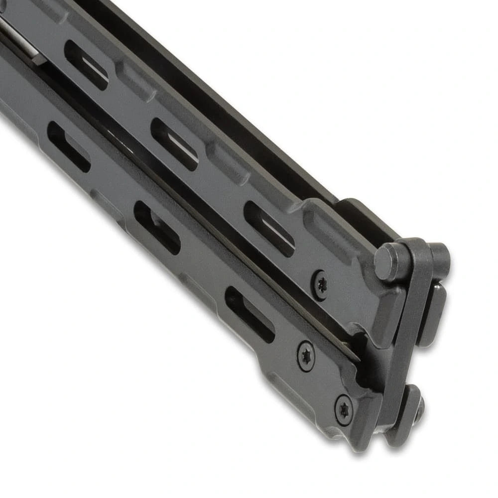 BlackWing Precision Butterfly Knife - 440C Stainless Steel Blade, Black Stainless Steel Handle with Pocket Clip and Nylon Pouch