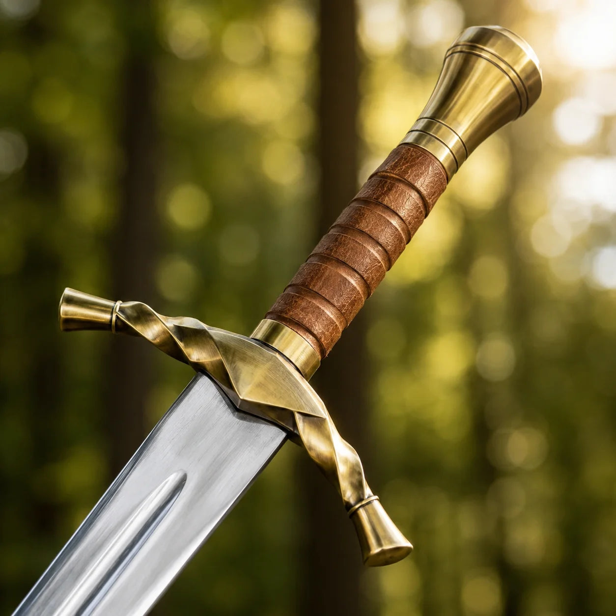 Boromir Sword Lord of the Rings display replica with silver and gold-tone finish, dark handle styling, and fantasy collectible decor presentation