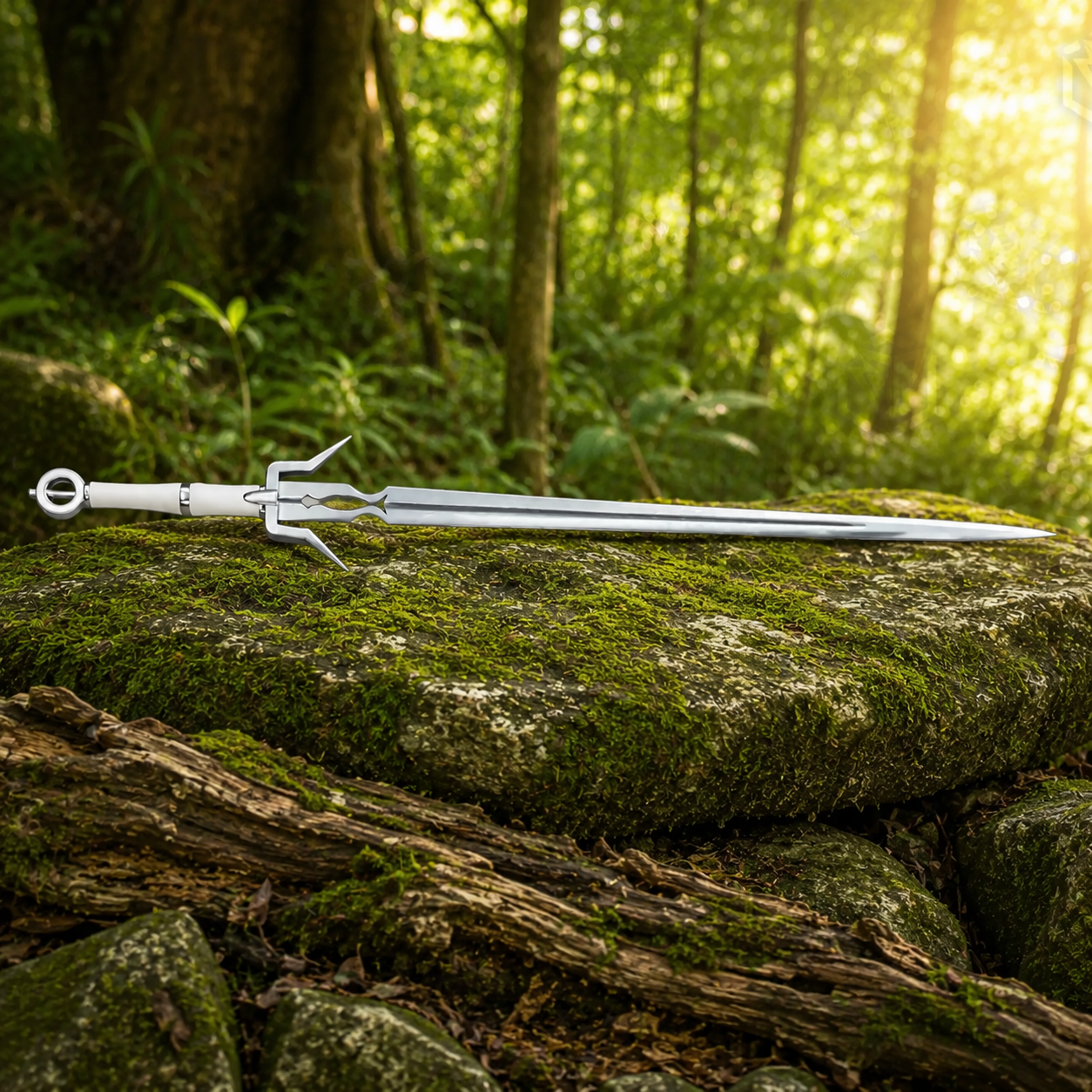 Ciri’s Sword The Witcher 3 display replica with silver fantasy styling, brown handle details, decorative collector appeal, cosplay prop use, and gamer room decor