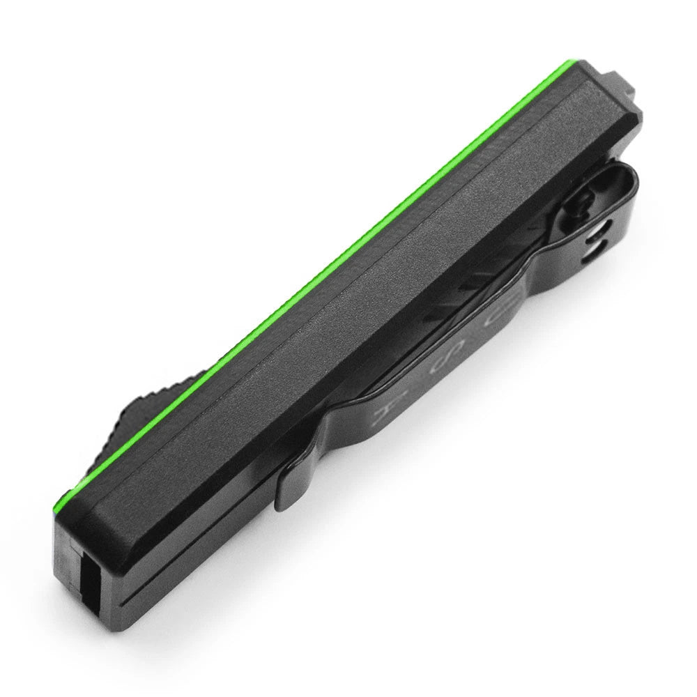 Compact OTF precision scalpel cutter full view with green handle and pocket clip