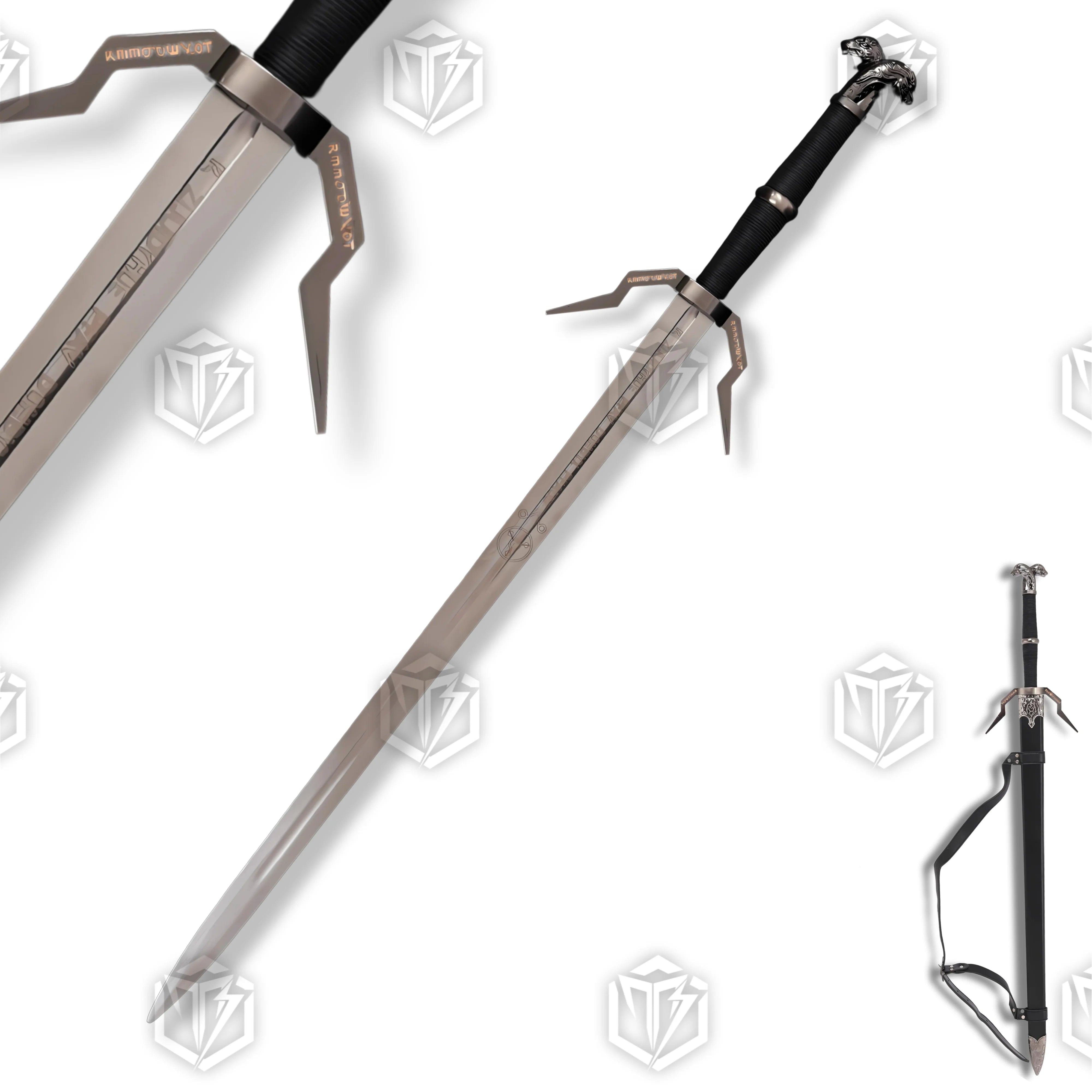 Premium Geralt Silver Sword Witcher Replica with stainless steel blade.
