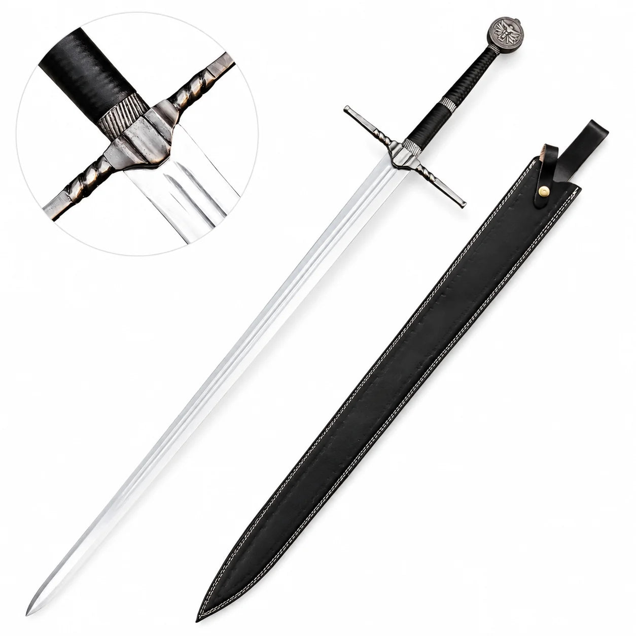 Geralt Witcher 3 sword prop replica with wolf pommel for display