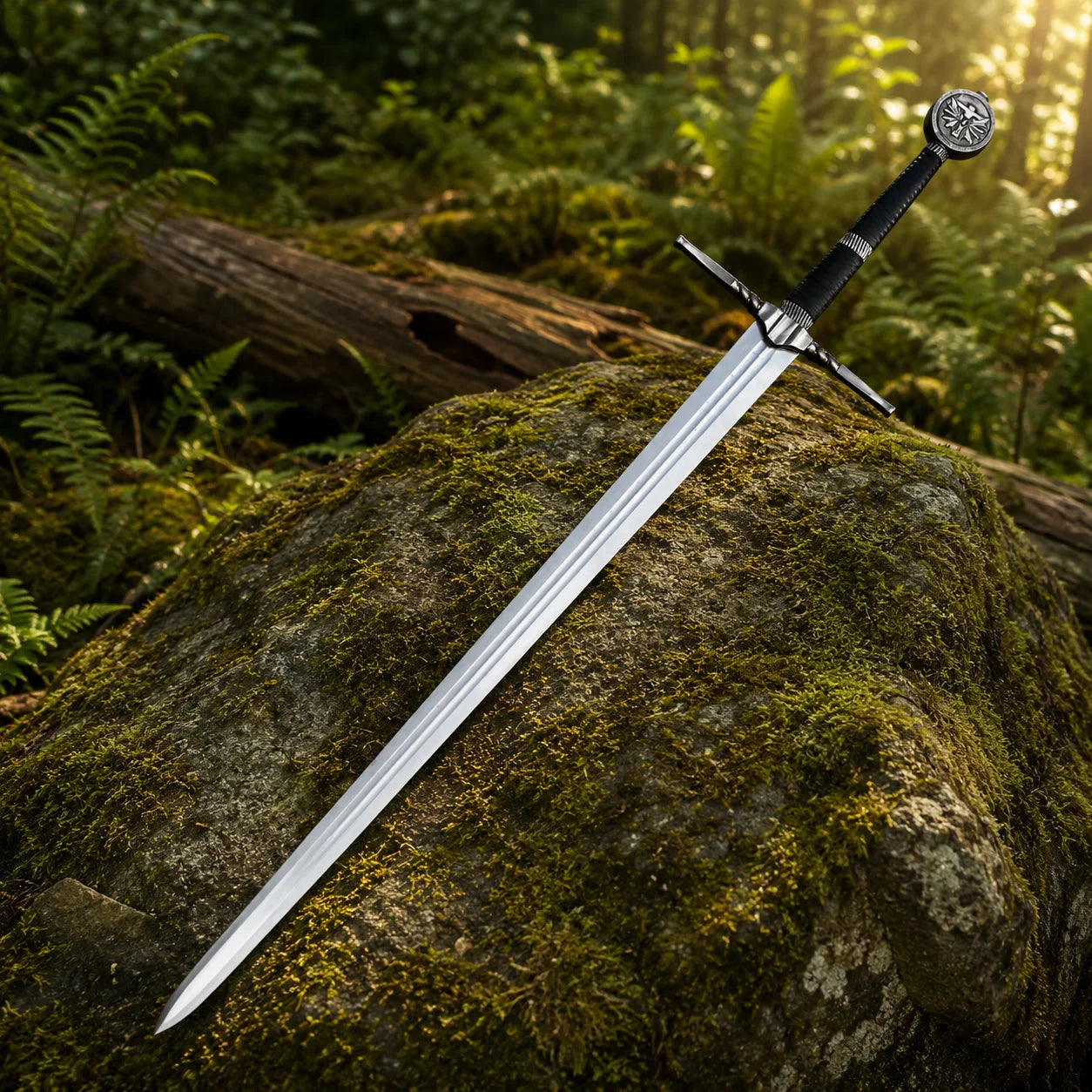 Geralt Witcher 3 sword prop replica with wolf pommel for display