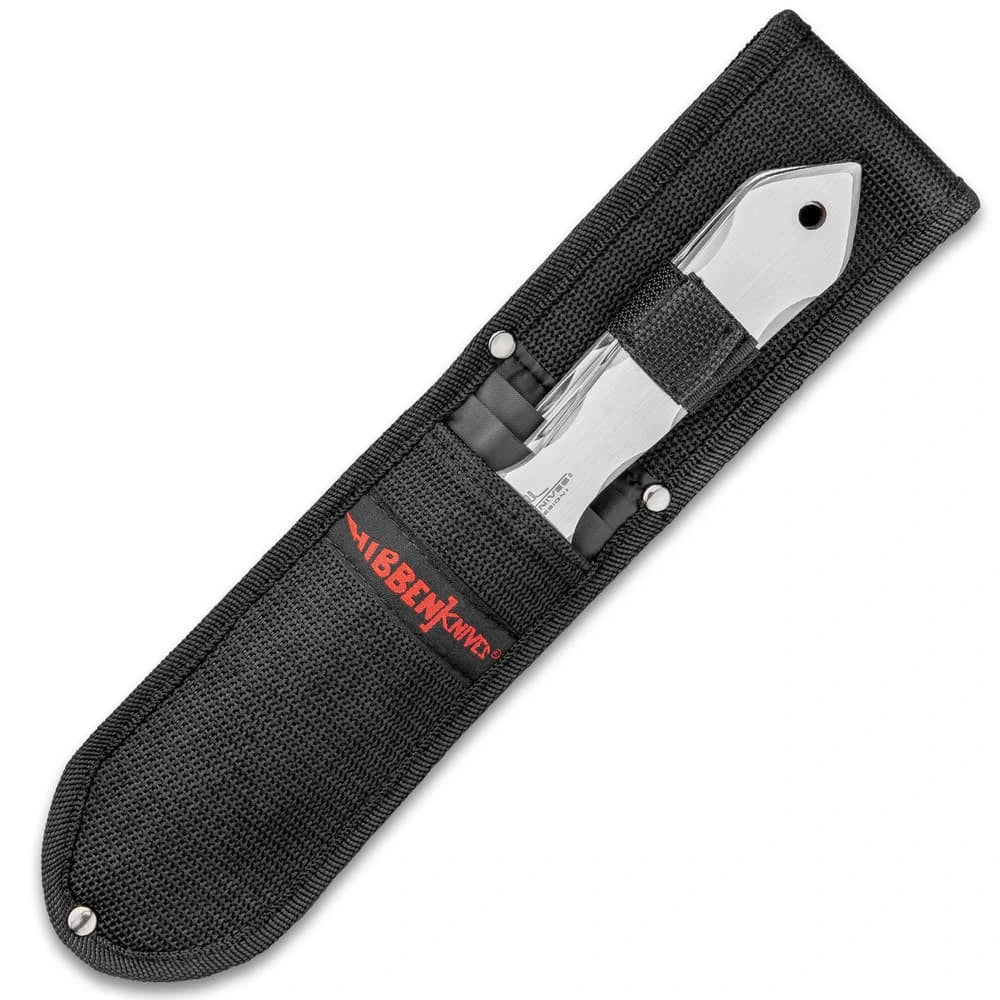 Gil Hibben Champion throwing knife set with 11 inch length and nylon belt sheath