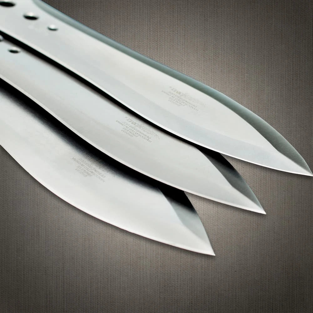 Gil Hibben competition throwing knife triple set with 420 stainless steel and leather sheath
