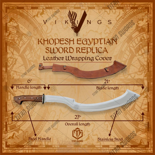 Premium Heirloom Egyptian Khopesh Sword Replica with hieroglyphic engravings.